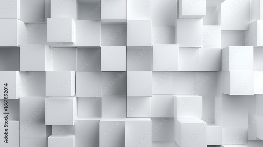 Poster array of white cubes protrude creating a textured threedimensional walllike surface