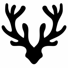 Obraz premium Stylized Black Deer Antlers Icon on White Background, Graphic Silhouette Illustration