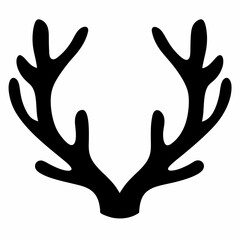 Silhouette of symmetrical deer antlers with multiple branching points and rounded tips