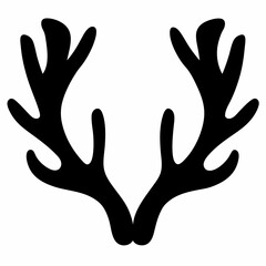 Obraz premium Silhouetted Antlers in Bold Black Against a White Background, Minimalist Design