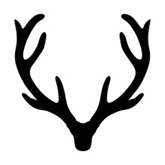 Isolated Black Silhouette of Antlers, Symbolizing Nature, Wildlife, and Rustic Charm