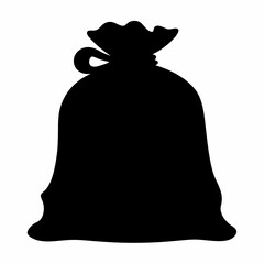 Black silhouette of a tied sack overflowing with mysterious contents