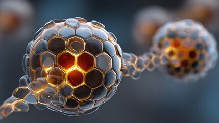 glowing honeycomb sphere chain abstract