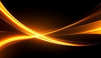 Abstract Golden Light Trails Crossing on a Dark Background