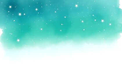 Obraz premium Emerald Starlight Watercolor Night Sky Background