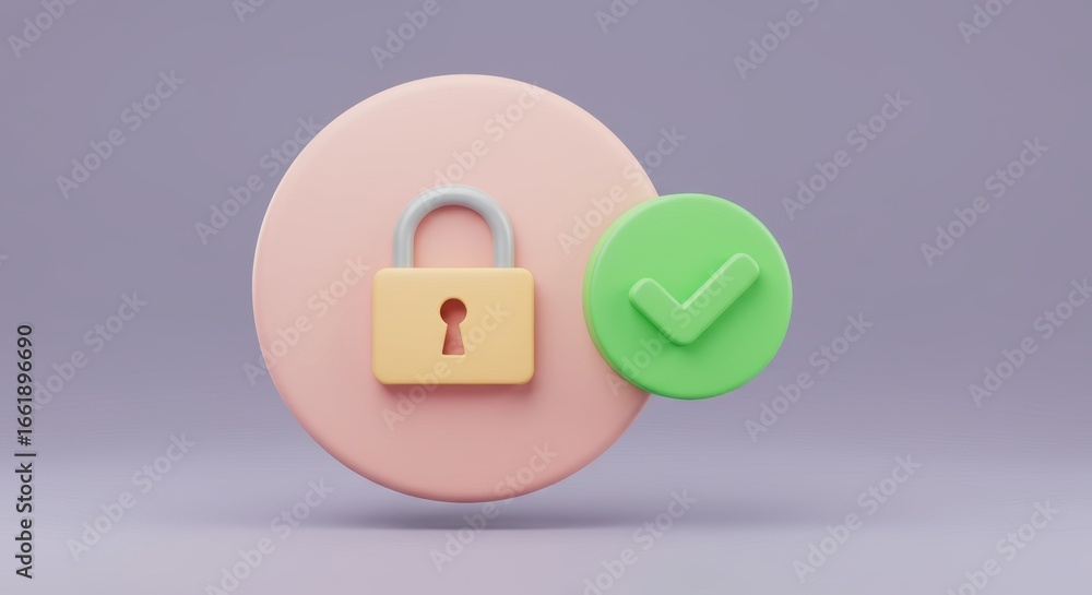 Fototapete symbolizing secure verification: a whimsical rendering of data protection complete and validated