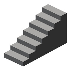 Simple isometric gray staircase on white background