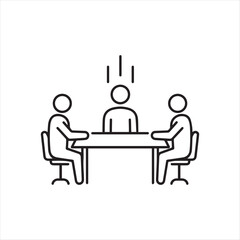 Illustration of a Business Meeting Depicting People Seated at a Table in a Linear Style Design