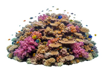 Vibrant coral reef ecosystem underwater world marine tropical ocean biodiversity exploration isolated PNG