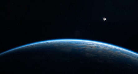 Obraz premium Earth and Moon in a Cosmic Dance. A Stunning View from the Depths of Space.