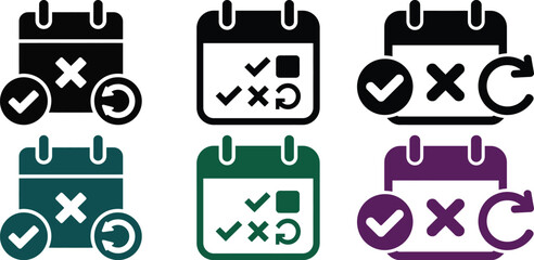 Collection of calendar icons representing scheduling tasks and events