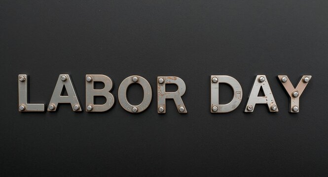 Labor Day. Metal Letters on a Dark Background for Celebration and Holidays. - Powered by Adobe