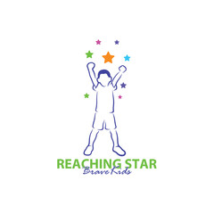 Reaching Stars Logo Design Template. Kids Dream Star Logo Vector. Emblem, Colorful, Creative Symbol, Icon