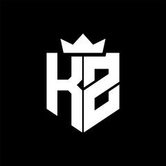 KZ Vector image of a shield with a sharp geometric style and a pointed crown