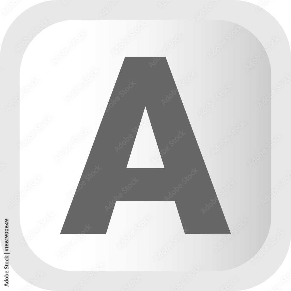Aufkleber bold gray letter a centered within a soft gray square with rounded corners symbol vector