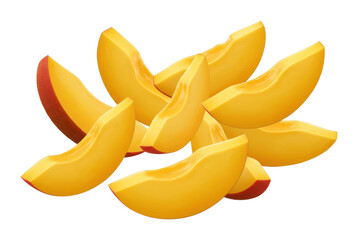 Sliced peach fruit arrangement kitchen counter food bright setting culinary delight isolated PNG