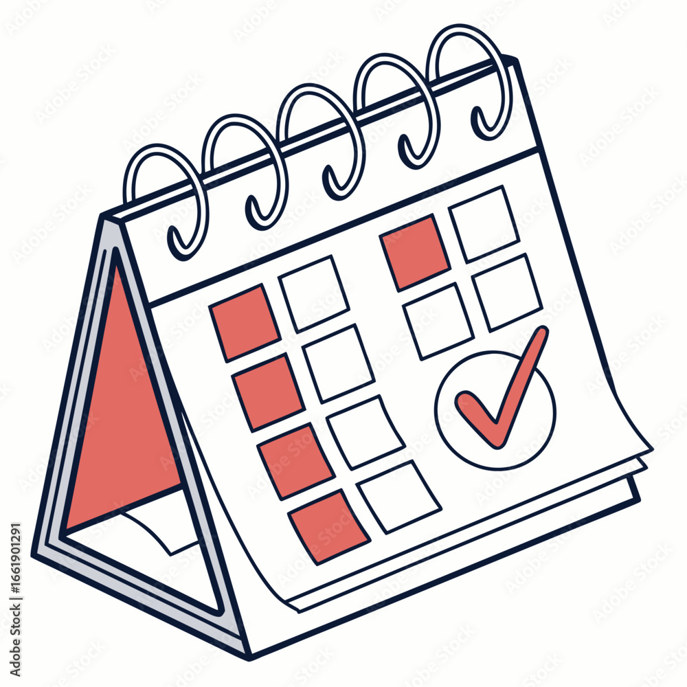 Poster vector art of calendar with check mark for planning and scheduling events and appointments for busin