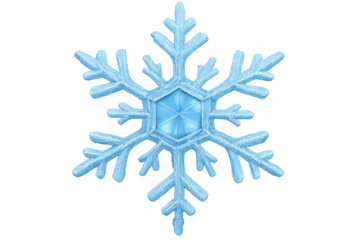 Light blue snowflake with transparent background falling during winter