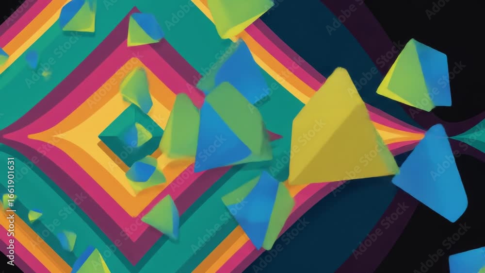 Aufkleber abstract geometric animation with colorful shapes and tunnel effect