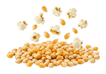 Popcorn popping action kitchen food indoor setting snack preparation concept isolated PNG