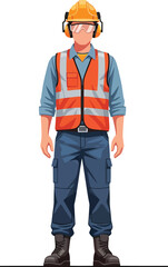 Fototapeta premium Construction worker wearing safety gear and highvisibility vest 1.