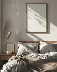 Modern Luxury Home Interior Bedroom Design with Mockup Frame , Wall Poster (3d Render)