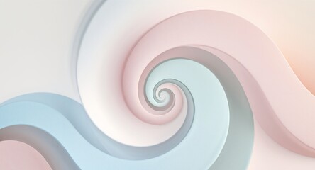 Pastel Colored Spiral, Geometric Abstract Pattern in Pink, Blue, and White Colors.