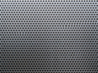 Perforated Metal Sheet Texture, Aluminum Grille Background With Circular Holes.