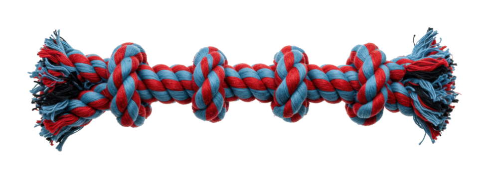 Dog toy tug rope studio setting pet product colorful playtime essentials isolated PNG