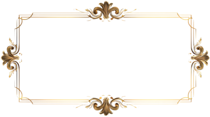 PNG gold rectangle frame isolated on white