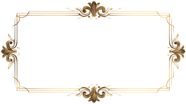 PNG gold rectangle frame isolated on white