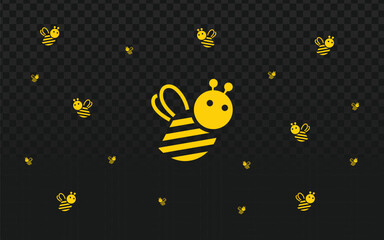whimsical, seamless vector background with a repeating pattern of cute, stylized cartoon bees. The design is playful and fun, perfect for children's projects, nature themes, or sweet designs.