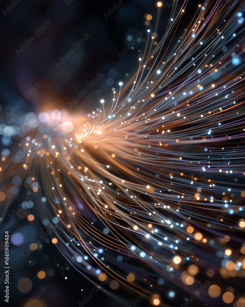 Poster fiber optic data flow: illustrating the dynamic flow of digital data through fiber optic cables. daz