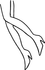 Obraz premium Walking female legs in high heel shoes, side view, contours with curved black lines in grunge style