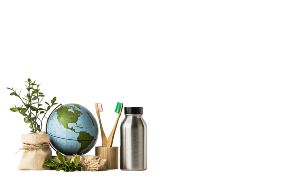 Earth Day gift box featuring a globe and eco-friendly decorations for sustainable celebrations isolated on transparent background PNG