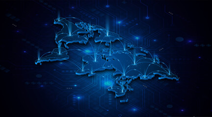 Global connection network background. World map. Internet technology concept or global communication.	