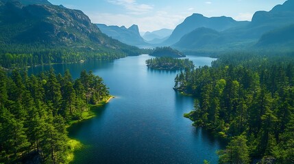 Serene mountain lake