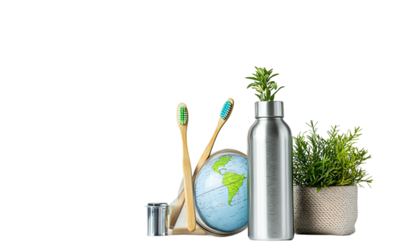 Creative Earth Day present with globe accent and environmentally conscious packaging isolated on transparent background PNG