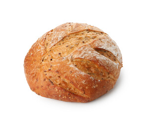 Loaf of fresh bread isolated on white