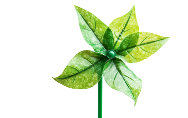 Nature-inspired pinwheel featuring leaf elements to celebrate Earth Day and promote sustainability isolated on transparent background PNG