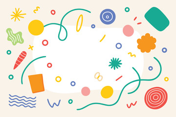 Colorful Abstract Shapes Background with Empty White Space for Text or Insertion