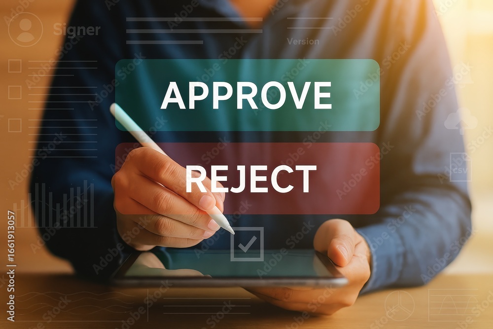 Poster a person's hand using a stylus to select the 