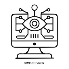 Computer Vision line icon, Artificial Intelligence and Machine Learning concept.