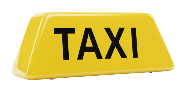 Taxi sign displayed in urban environment business context city street transportation concept isolated PNG