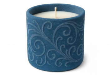 Elegant scented candle featuring soft floral accents, glowing with gentle warmth and soothing ambiance in romantic setting