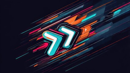 Futuristic Double Arrows Surging with Teal and Orange Light Trails