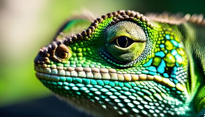 Obraz premium Vibrant Lizard Displays Colorful Scaled Skin