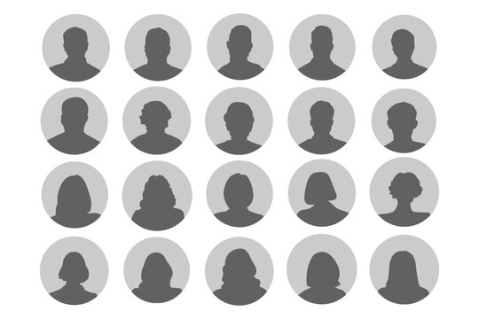 Men and women avatars set. Male and female silhouettes abstract people. User profiles badges. Unknown or anonymous persons. Vector illustration
