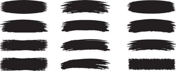 Black Ink Brush Strokes Grunge Vector Collection brushes lines frames box grungy Grungy brushes collection Brush stroke paint boxes on white background stock vector