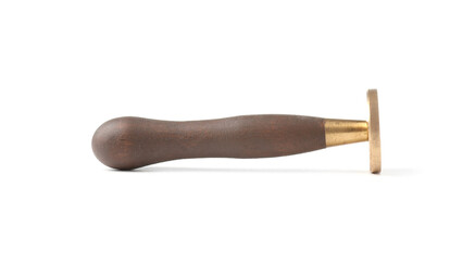 One wax stamp with wooden handle isolated on white